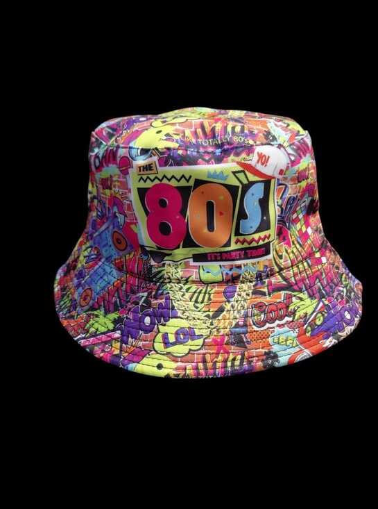 Fashion Hats Accessories - 80s Retro Graffiti Bucket Hat Reversible 22"/23" Unisex